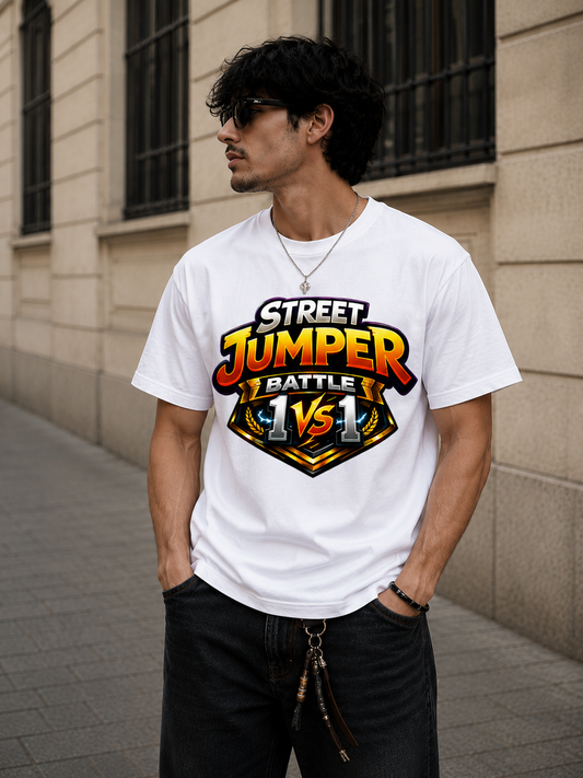 T-Shirt Blanc Unisexe Classique Street Jumper Battle 1VS1