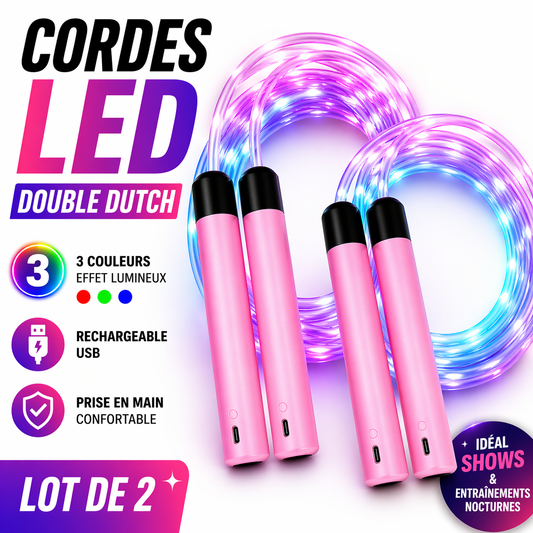 Paire de Cordes de Double Dutch Lumineuses – Rechargeables USB