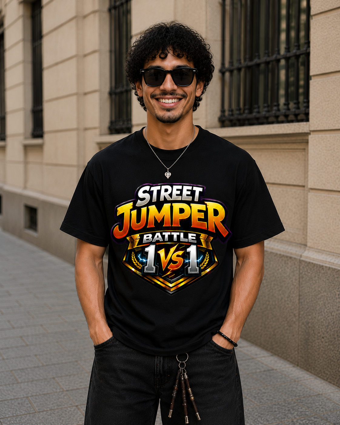T-Shirt Noir Unisexe Classique Street Jumper Battle 1VS1