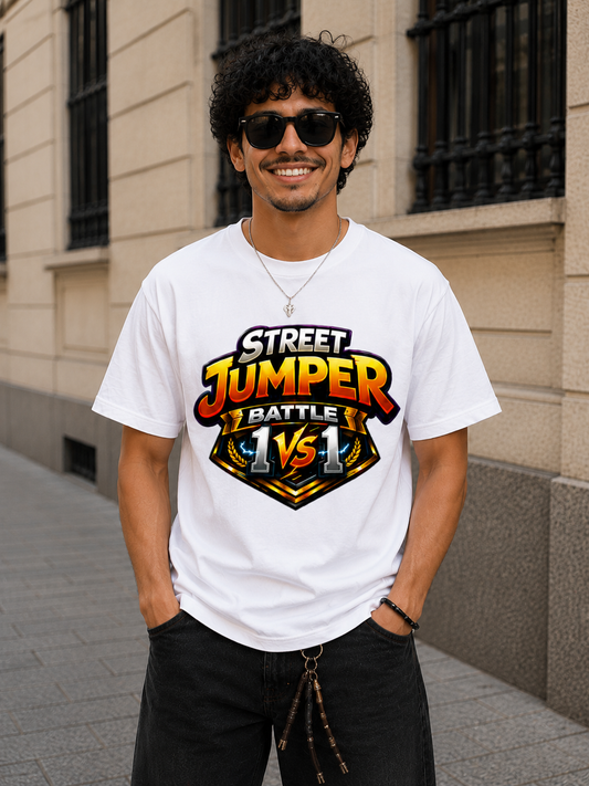 T-Shirt Blanc Unisexe Classique Street Jumper Battle 1VS1