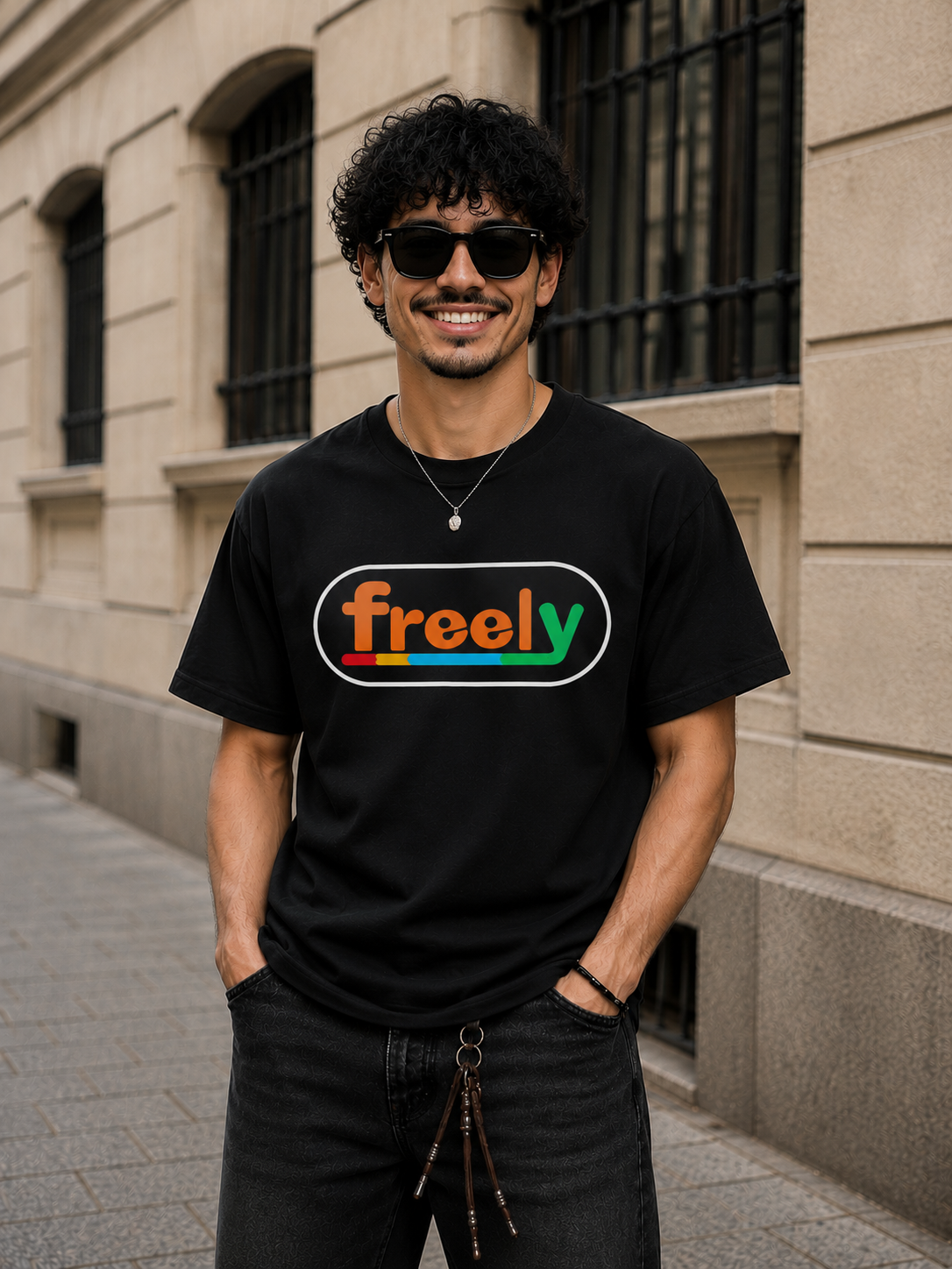 T-Shirt Noir Unisexe Classique Freely