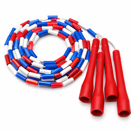 Cordes de Double Dutch Simple Perlée - Cordes de Compétition Perlées - Bleu Blanc Rouge