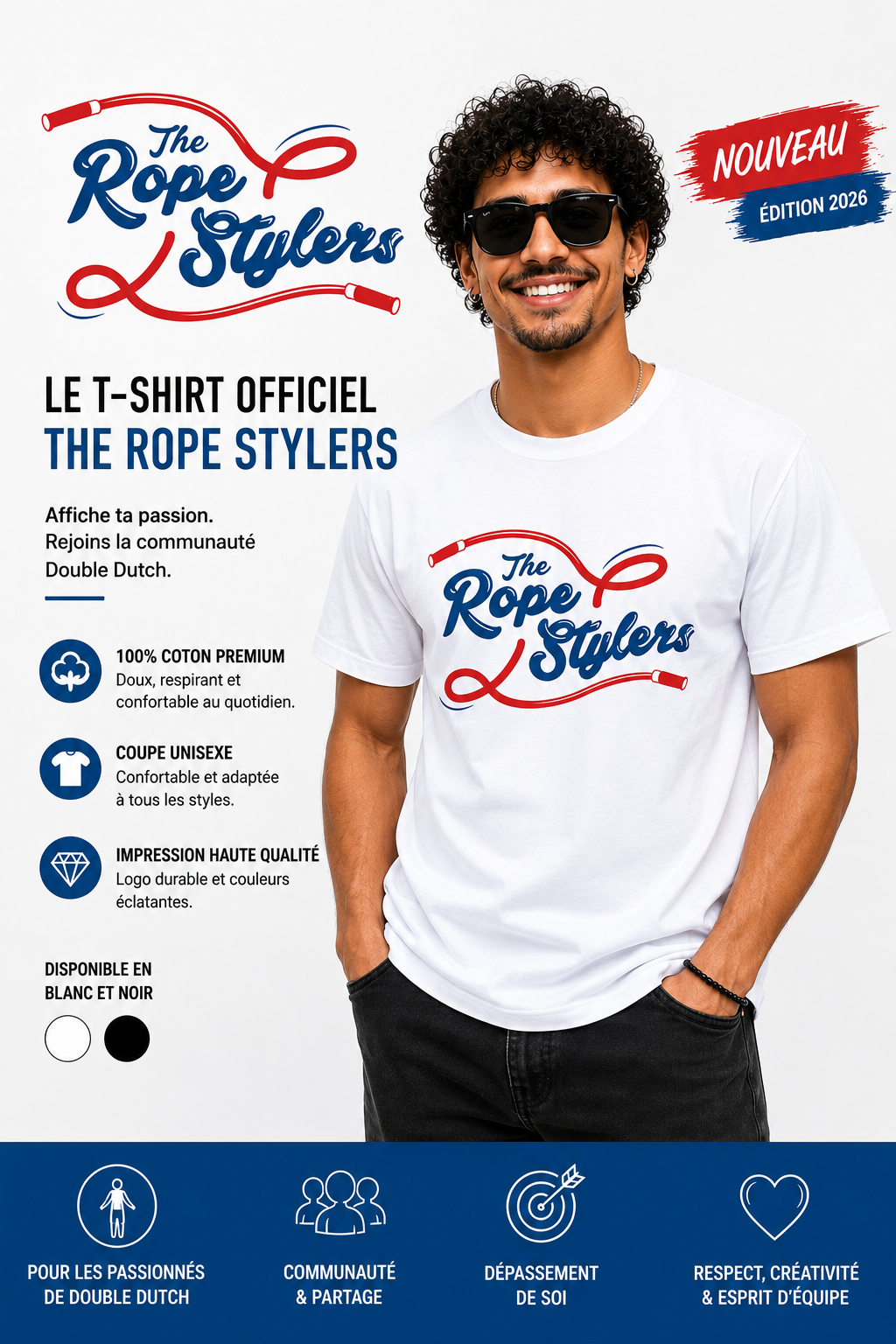 T-Shirt Blanc Unisexe Classique The RopeStylers
