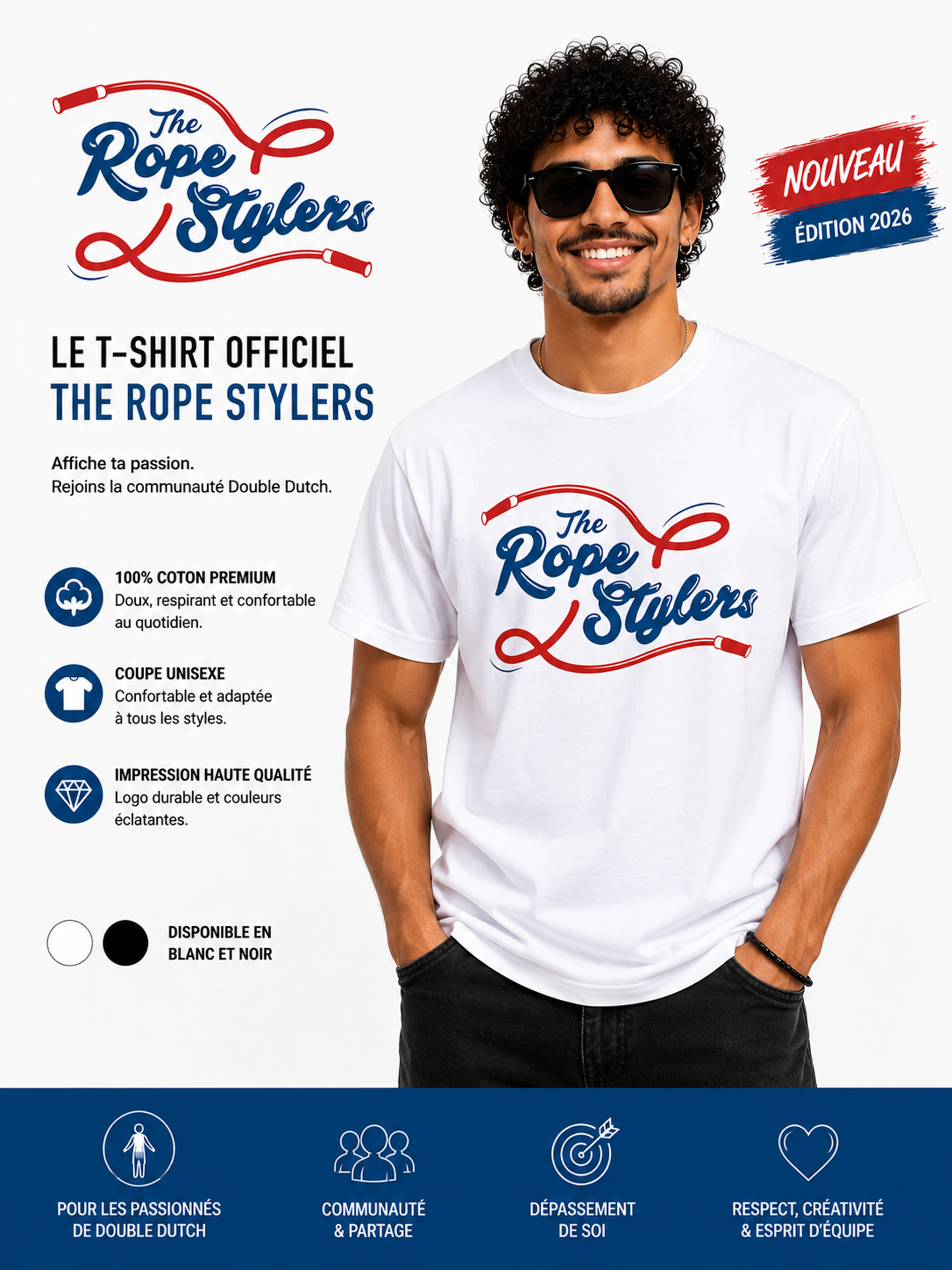 T-Shirt Blanc Unisexe Classique The RopeStylers