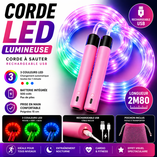 Corde à Sauter Simple Lumineuse – Rechargeables USB