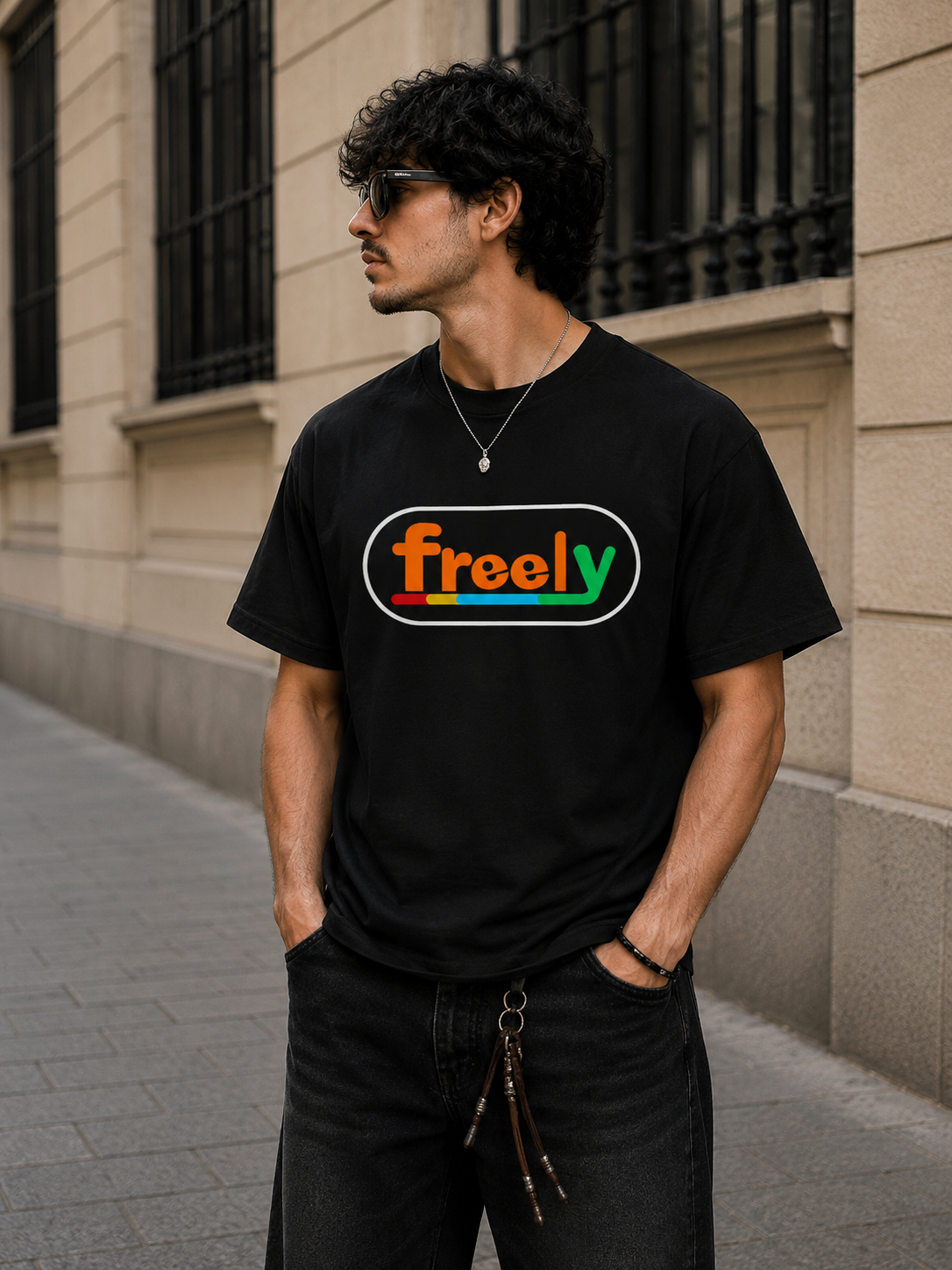 T-Shirt Noir Unisexe Classique Freely